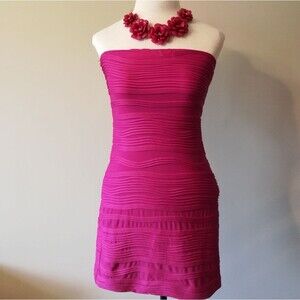 Heart Soul Strapless Hot Pink Bodycon Dress